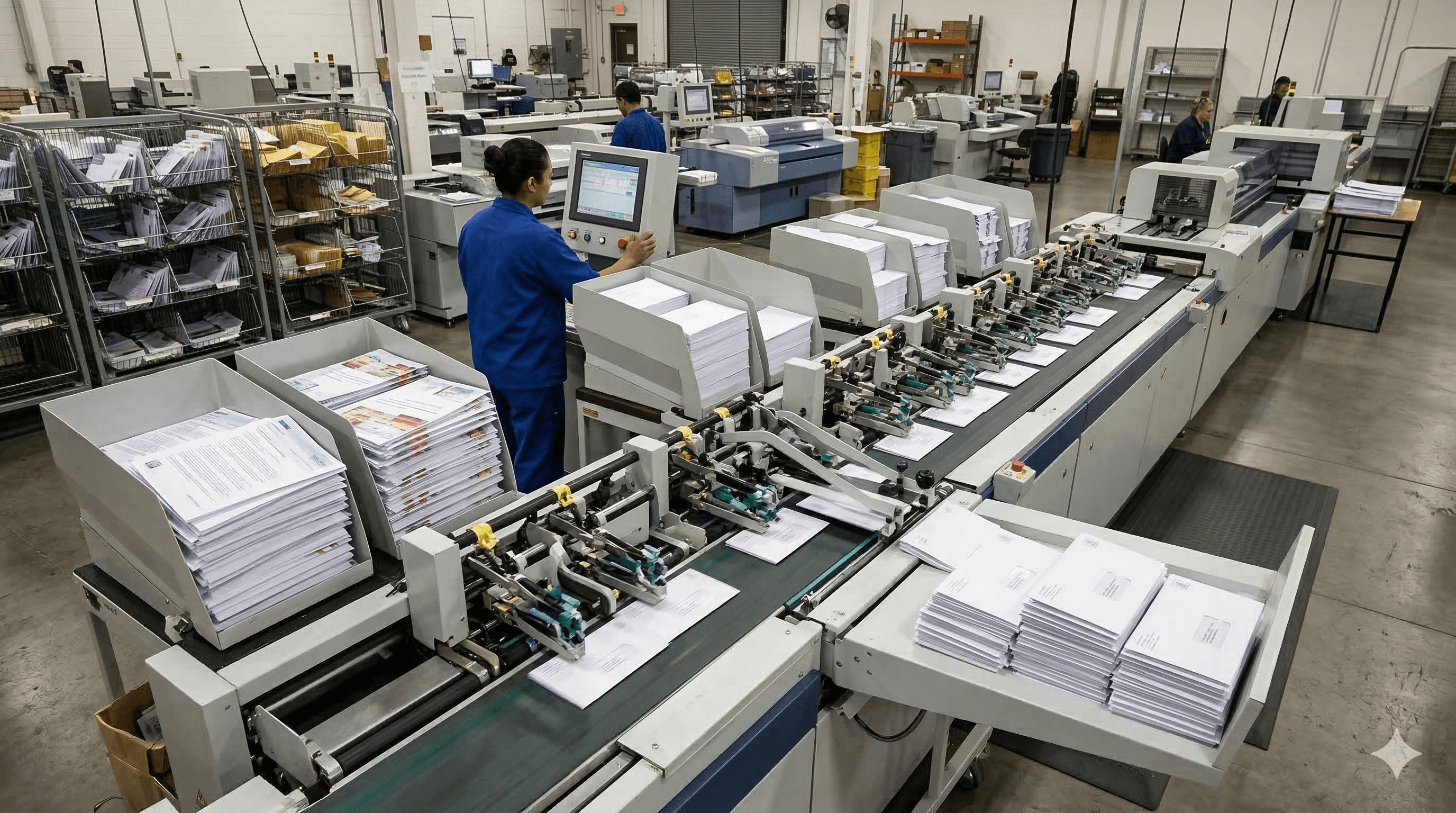 High-volume mail production facility